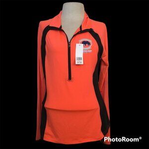 Large Neon Coral Yellow Stone National Park Athletic Pullover Top NWT